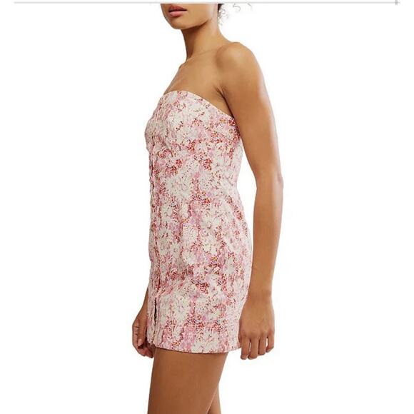 NWT Free People Tomas Pink Floral Print Strapless Minidress - XL ($128) - Picture 3 of 6